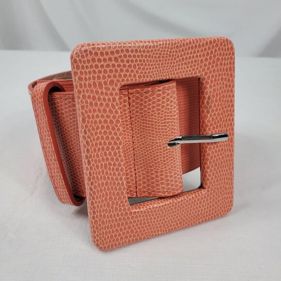 Alice + Olivia Women's Coral White Adjustable Belt Snake Print Leather Size 6 - Picture 1 of 7